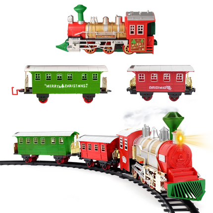 Trenino di Natale 13pz Treno Natalizio a Batteria con Luci Suoni e Movimento