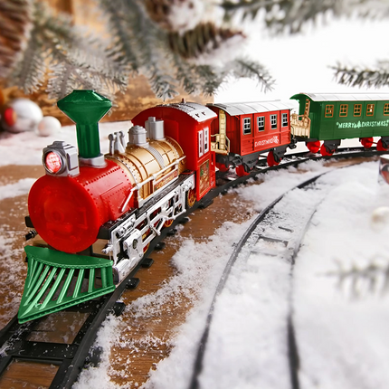 Trenino di Natale 13pz Treno Natalizio a Batteria con Luci Suoni e Movimento