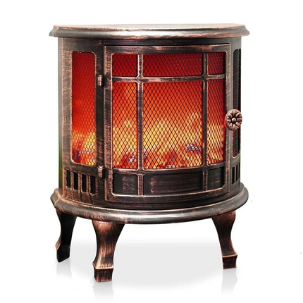 Caminetto Decorativo a Batteria Bronzo Effetto Fiamma Camino Compatto a Batteria