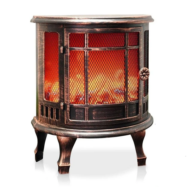 Caminetto Decorativo a Batteria Bronzo Effetto Fiamma Camino Compatto a Batteria