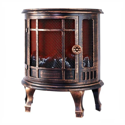 Caminetto Decorativo a Batteria Bronzo Effetto Fiamma Camino Compatto a Batteria