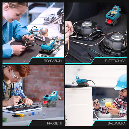 Saldatore Ricaricabile Batteria 20V Cordless Senza Fili Temperatura 500° Display