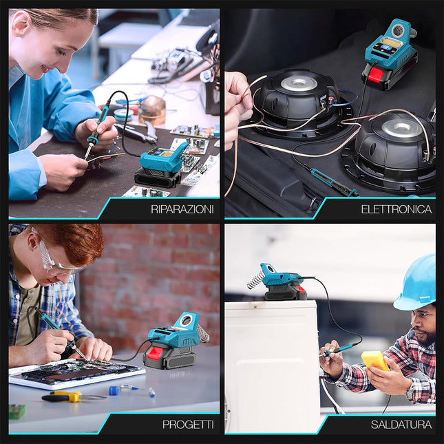 Saldatore Ricaricabile Batteria 20V Cordless Senza Fili Temperatura 500° Display