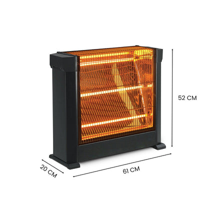 Stufa al Quarzo Elettrica Tre Elementi ad Infrarossi Potenza Regolabile 1800W