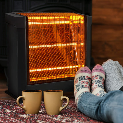 Stufa al Quarzo Elettrica Tre Elementi ad Infrarossi Potenza Regolabile 1800W