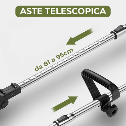 Decespugliatore Batteria V Ruote Rimovibili Tosaerba Telescopico 2 Batterie