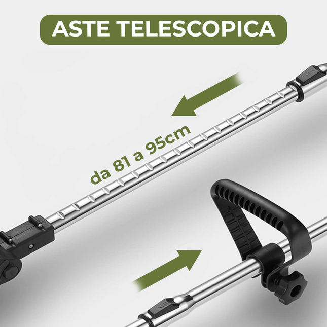 Decespugliatore Batteria V Ruote Rimovibili Tosaerba Telescopico 2 Batterie