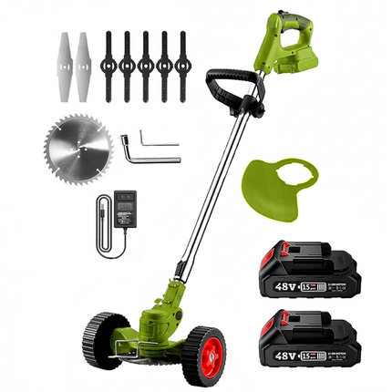 Decespugliatore Batteria V Ruote Rimovibili Tosaerba Telescopico 2 Batterie