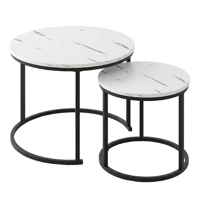 Set 2 Tavolini da Salotto Mauro 60x53x45,5 cm Incastro Tavolini da Caffè Moderni