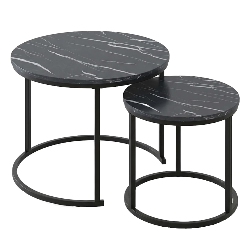 Set 2 Tavolini da Salotto Mauro 60x53x45,5 cm Incastro Tavolini da Caffè Moderni