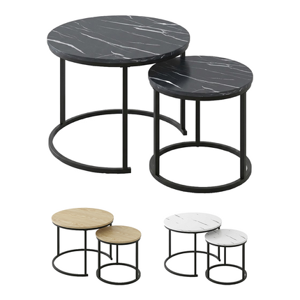 Set 2 Tavolini da Salotto Mauro 60x53x45,5 cm Incastro Tavolini da Caffè Moderni