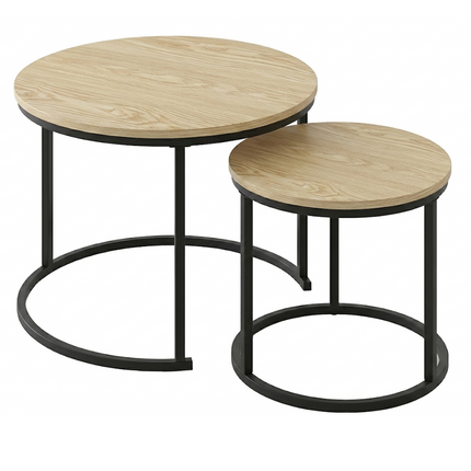 Set 2 Tavolini da Salotto Mauro 60x53x45,5 cm Incastro Tavolini da Caffè Moderni
