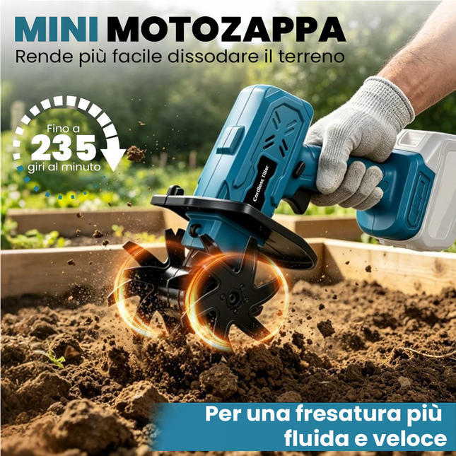 Mini Motozappa a Batteria 48V 2 Batterie 3000mAh Zappa da Giardino MICRO TILLER