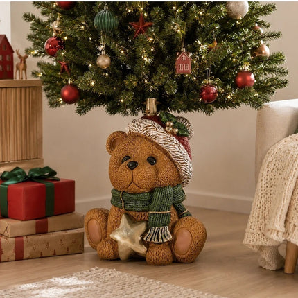 Base per Albero di Natale Orsetto Stella 56x40x38 cm Supporto Poliresina