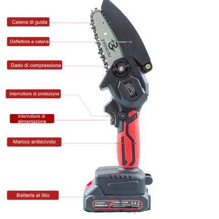 Mini Motosega Doppia Batteria 48V Cordless 6 Pollici Senza Fili Valigetta